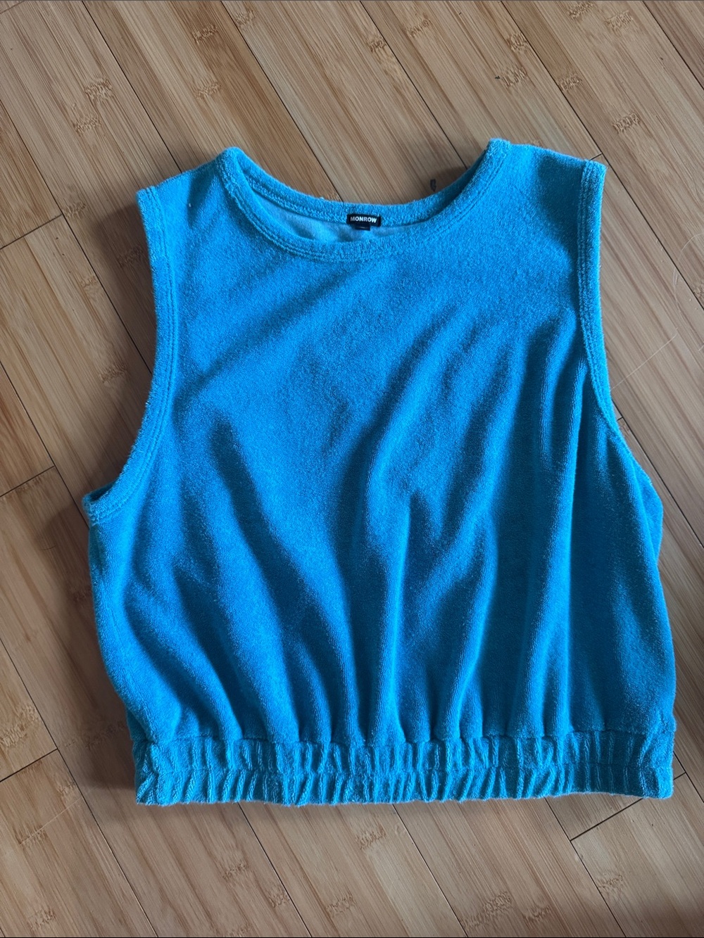 Monrow Bright Blue Terry Crop Tank